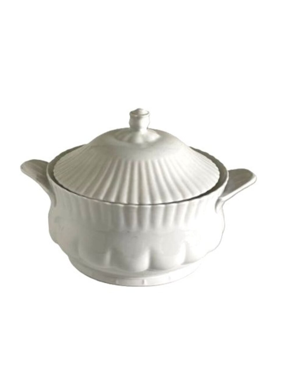 Vintage Soup Tureen Casserole Serving Dish White Ceramic 6.5" x 10"